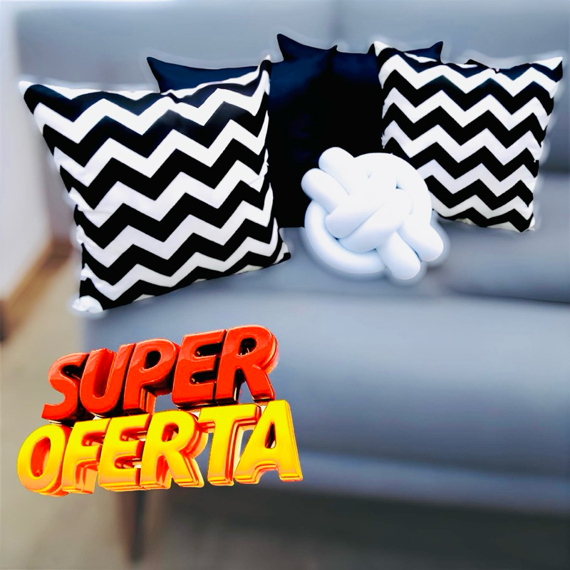 Kit Com 04 Capas Para Almofadas Decorativas Ideal Para Decoração de Quarto e Sala com Zíper
