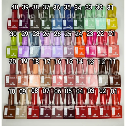 Kit 40 Esmalte de Unha em Gel Bella Rosa 15 ml Vermelho Azul Rosa Lilas Nude Verde Amarelo Marron