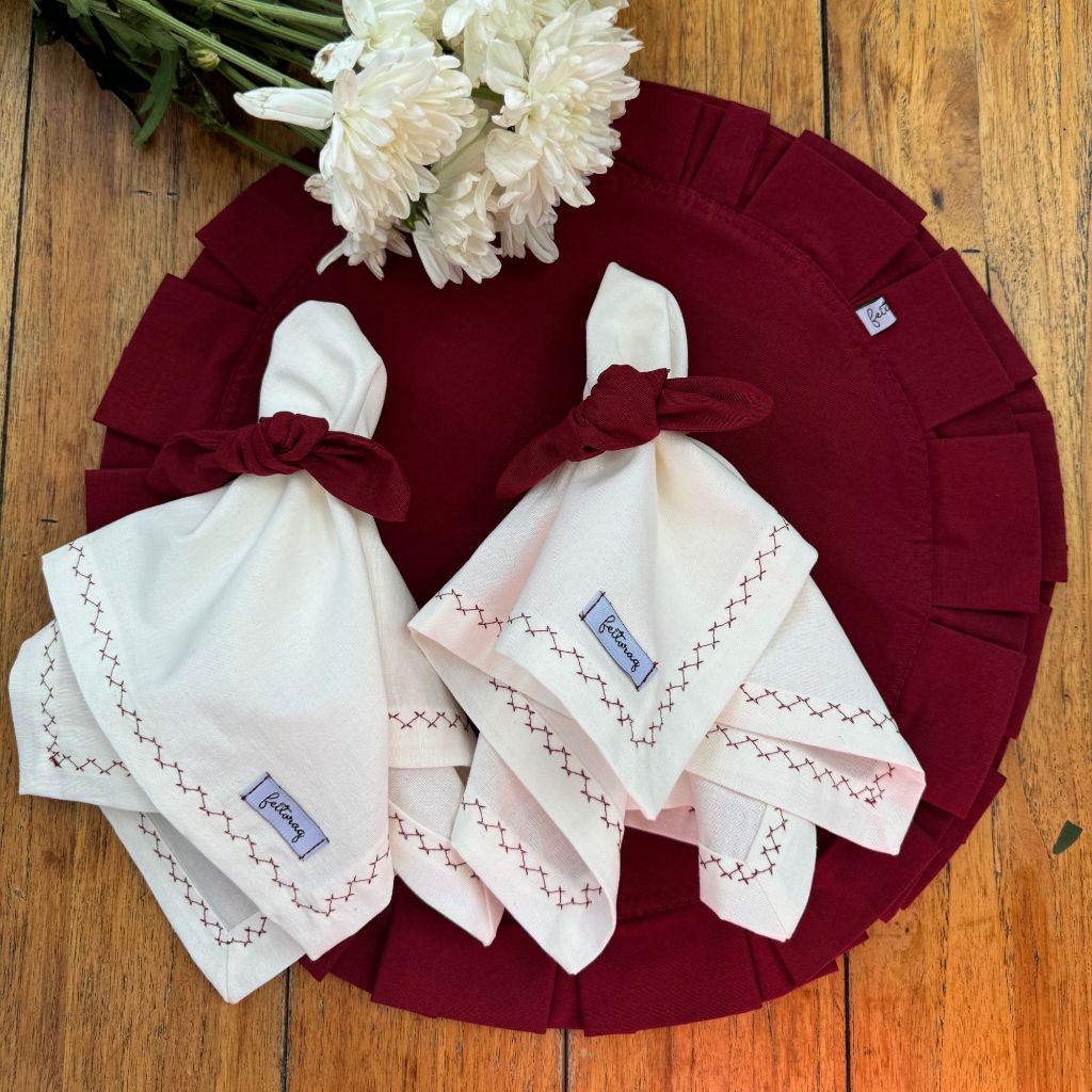 Kit Completo 2, 4, 6, 8 Jogos Americanos Cereja Mesa Posta com Guardanapos e Porta Guardanapos, Elegante, Supla