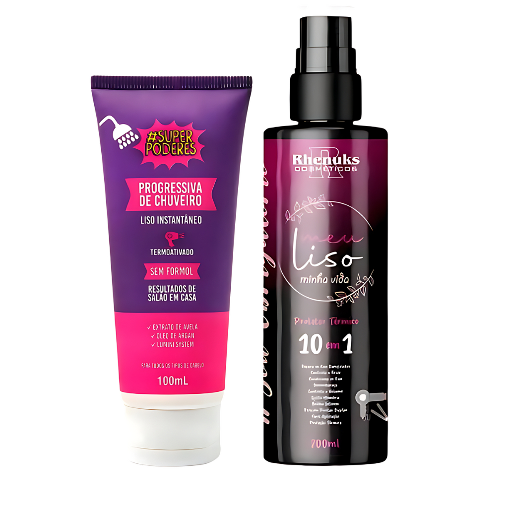 Kit Spray Protetor Térmico Meu Liso  + Progressiva de Chuveiro Sem Formol - Liso Instantâneo em Oferta na Shopee