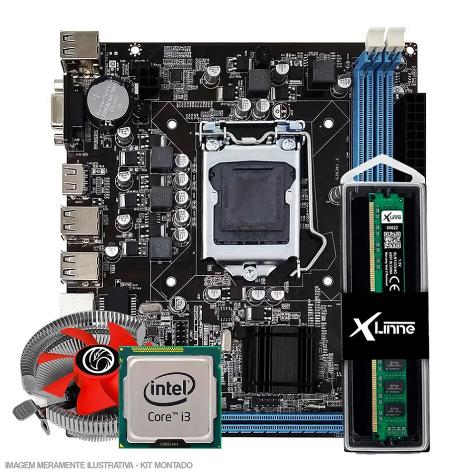 PLACA MAE 1155 COM PROCESSADOR MEMORIA E DISSIPADOR TESTADA COM GARANTIA