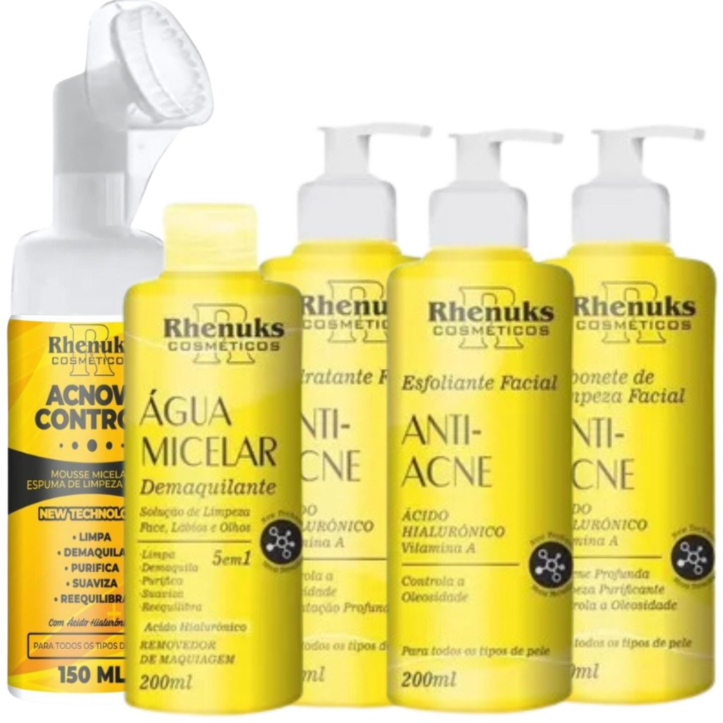 Kit Facial Anti Acne Completo Skin Care com 5 Produtos