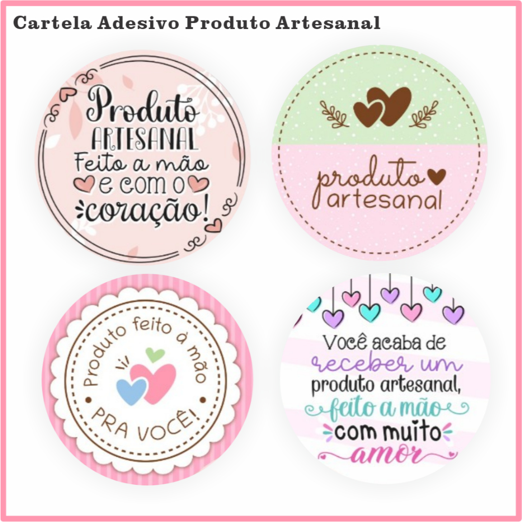 Kit 120 Adesivo Etiqueta Produto Artesanal Embalagem Cliente | Produto Artesanal Feito a Mão 4x4 em Oferta na Shopee