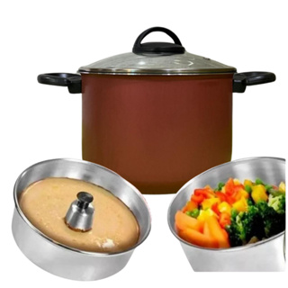 Panela 3 Em 1 Forma Pudim Banho Maria Cozimento Vapor Cuscuz em Oferta na Shopee