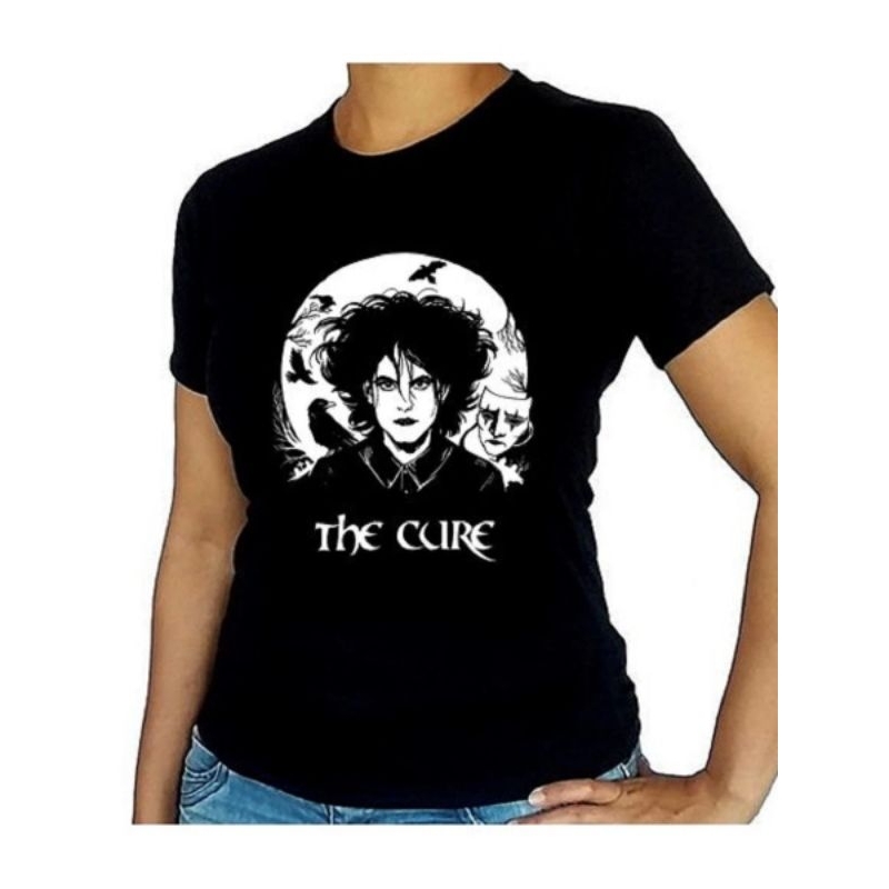 Baby look The Cure Camiseta Feminina Algodão T-shirt Desenho Banda Rock Musica Show Fã Clube Blusa Casual Tumblr Musica