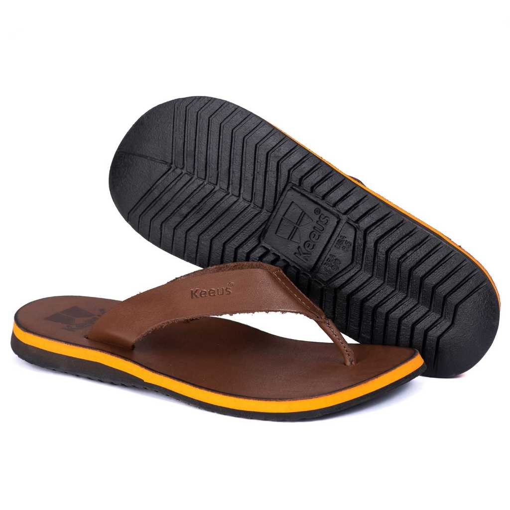 Chinelo masculino de couro legítimo sandália confortável durável antiderrapante casual modelo Toledo