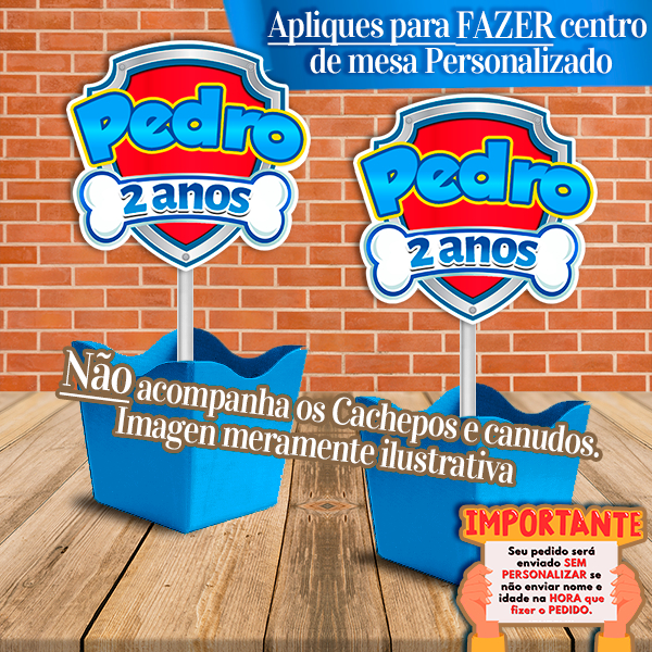 10 Apliques para fazer Centro de Mesa Personalizado Emblema Patrulha Canina