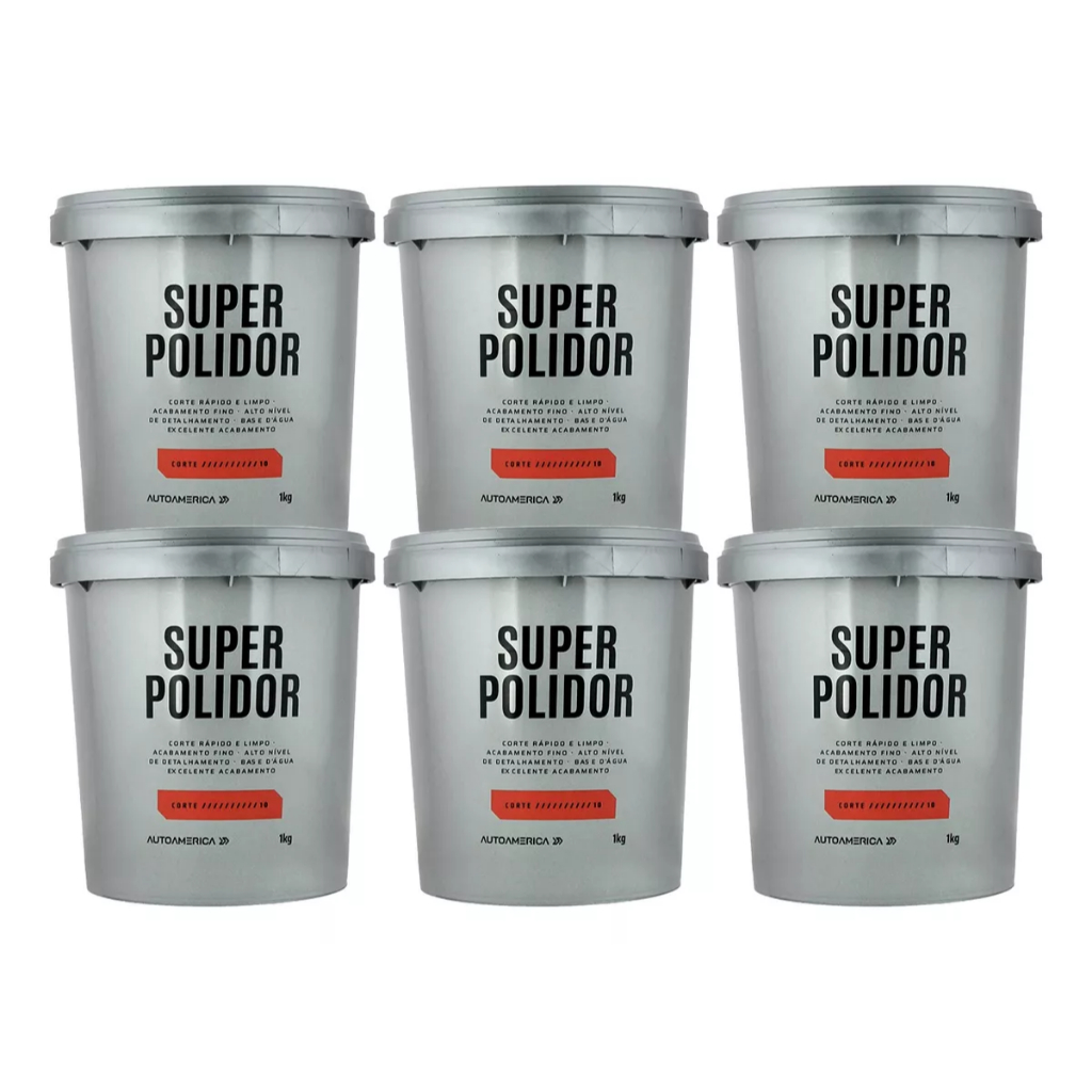 Kit 6 Massa De Polir Super Polidor Autoamerica 1kg