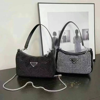 Bolsa Feminina Pequena Transversal Alça de Corrente Prata Brilho Cristais Strass XUBOLSA em Oferta na Shopee