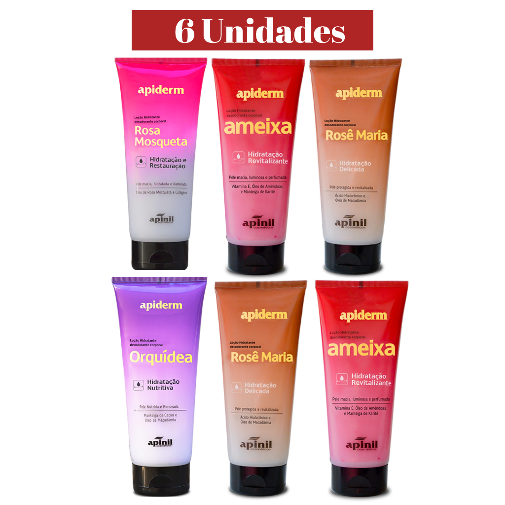 LOÇÃO HIDRATANTE CORPORAL APIDERM APINIL KIT 6