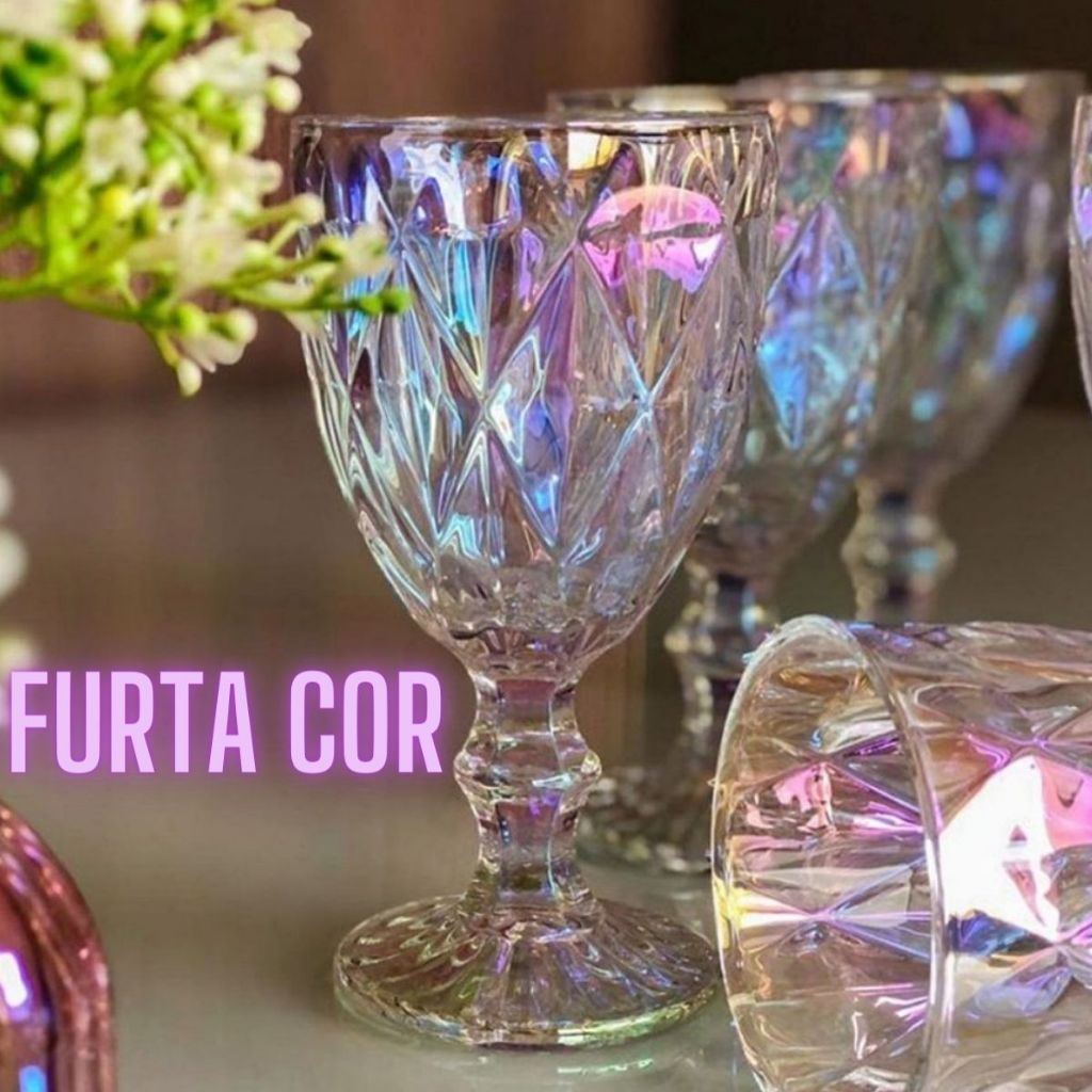 KIT Taça de Vidro Furta Cor Taças de água Suco Casa Decoração Utilidades Enxoval Casa em Oferta na Shopee