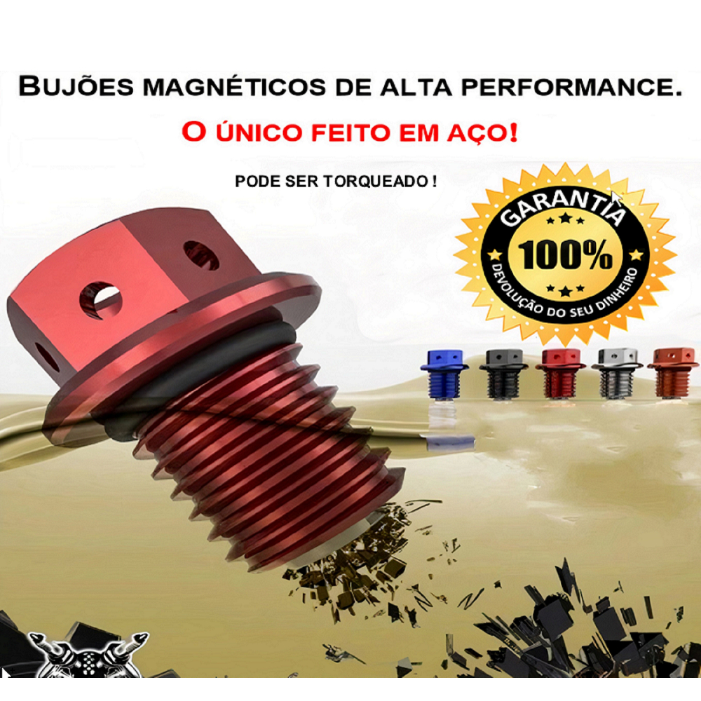 Parafuso bujão óleo motor magnético+kit 5 anéis de vedação - honda Nc 700 /Nc 750/transalp/CTX 700n.