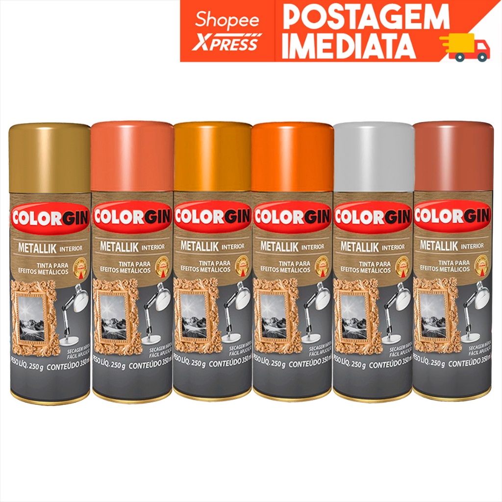 Tinta Spray Metallik Colorgin Efeito Metalizado Várias Cores