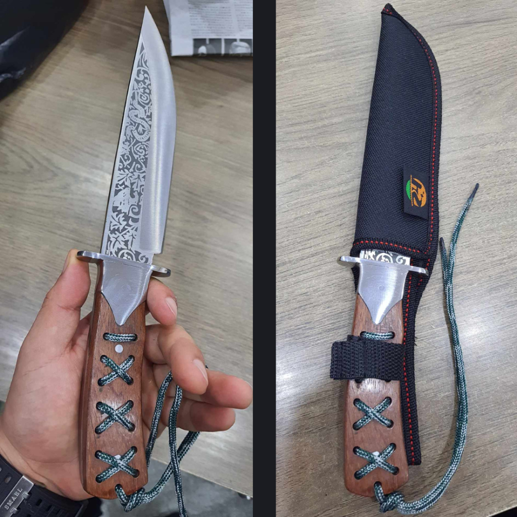 FACA AÇO COM BAINHA PARA PESCA CAMPING SELVA SOBREVIVÊNCIA CHURRASCO COZINHA