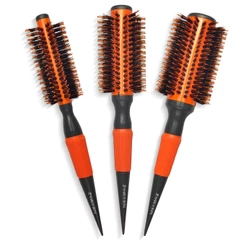 Kit 3 Escovas Térmicas Profissionais Marco Boni Orange com Cerdas de Javali e Nylon Ref. 7889