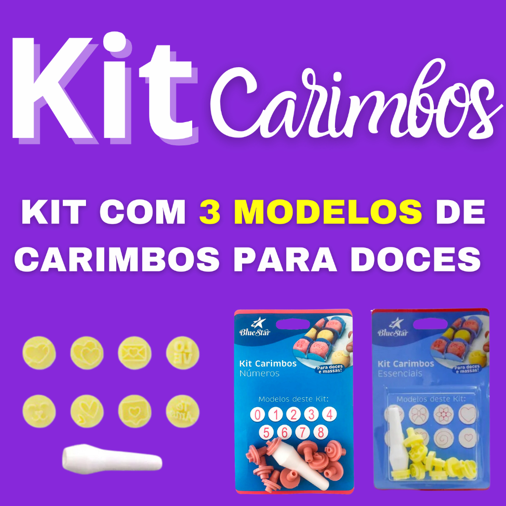 KIT Carimbos para doces com 3 Modelos Blue Star Chocobraz em Oferta na Shopee