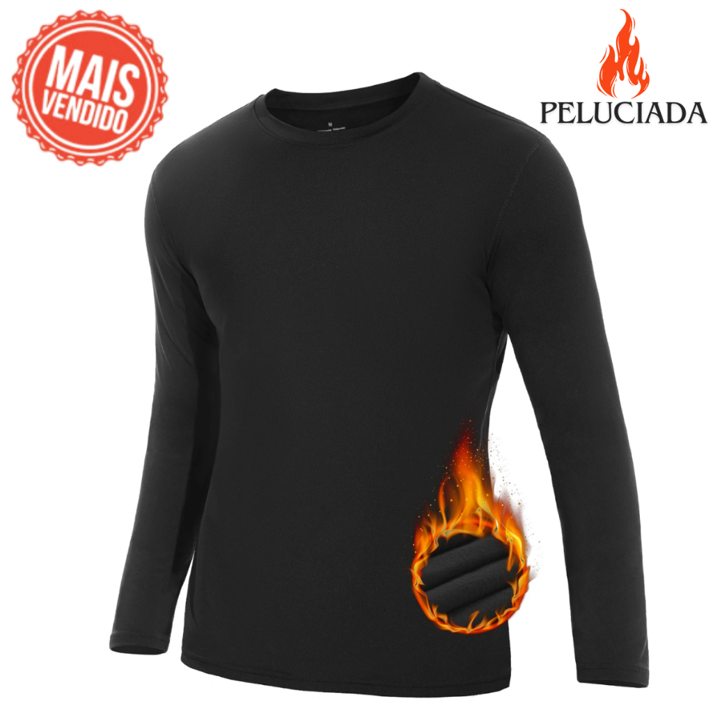 Camiseta Manga Longa Cumprida Masculina Segunda Pele Camisa Térmica Masculina Peluciada Manga Longa Segunda Pele Blusa Flanelada Para Frio Inverno