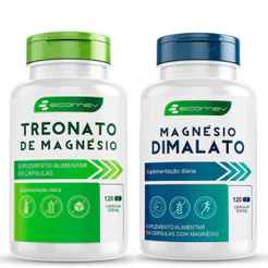 Magnesio Dimalato 500mg mais Magnesio Treonato 500mg Máxima Concentração Ecomev