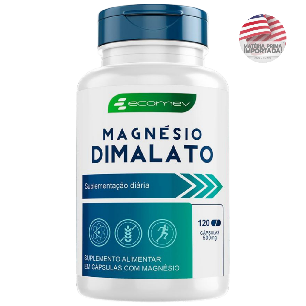 Magnésio Dimalato 120 Cápsulas 500MG Puro - 1 Unidade Ecomev