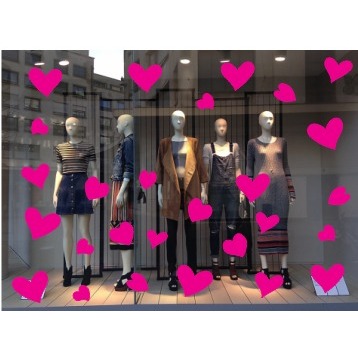 Adesivo Para Vitrine Dia Dos Namorados Coração Sortido ROSA