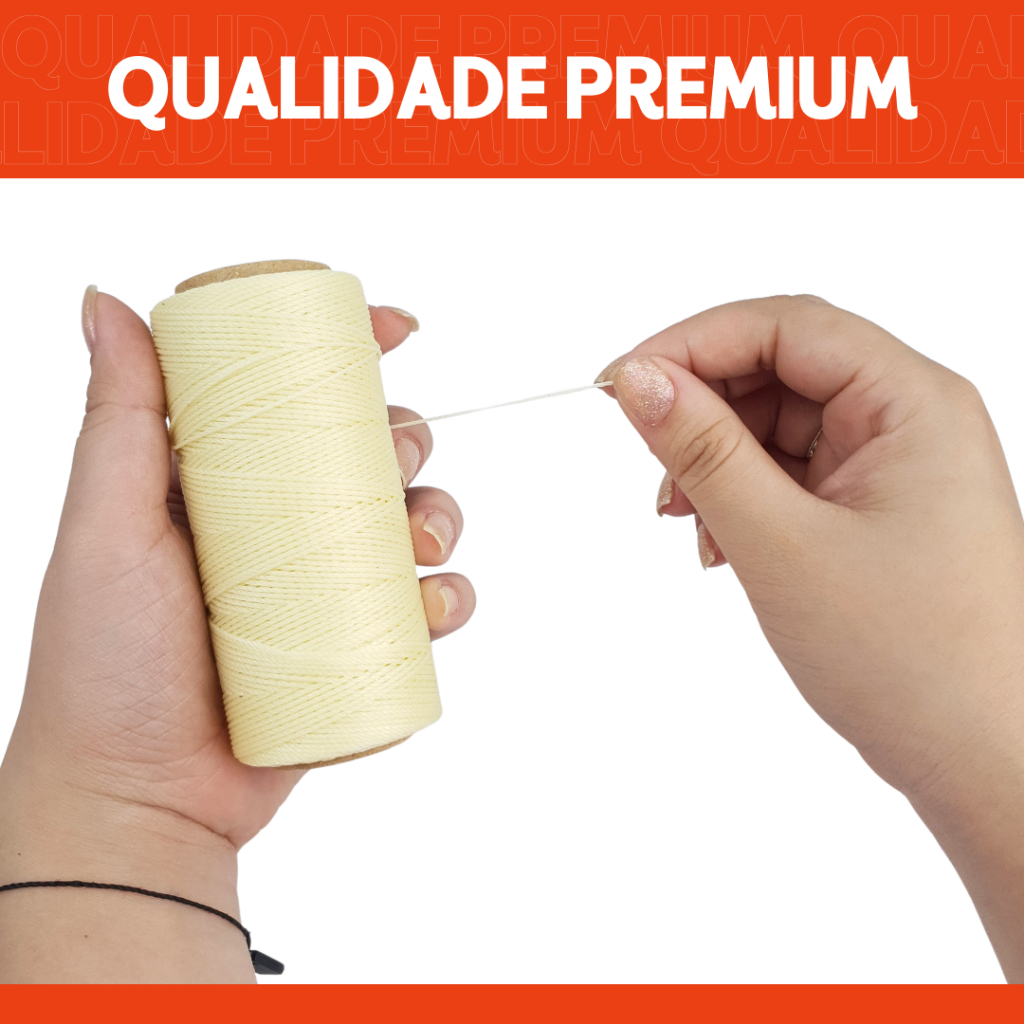 Cordão Encerado 1mm - Fio Cordone Bege Natural- 100 M - Nybc