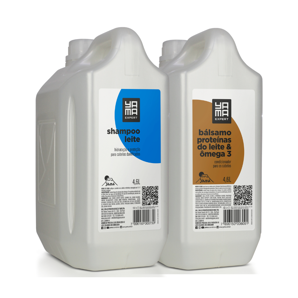 Kit Shampoo Leite 4.6L e Bálsamo Ômega 3 Proteína 4.6L Yamá