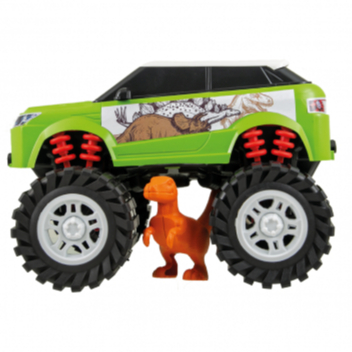 Picape Monster + Dinossauro Raptor Brinquedo Grande e Realista Na Caixa Para Presente