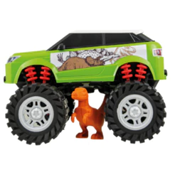 Picape Monster + Dinossauro Raptor Brinquedo Grande e Realista Na Caixa Para Presente