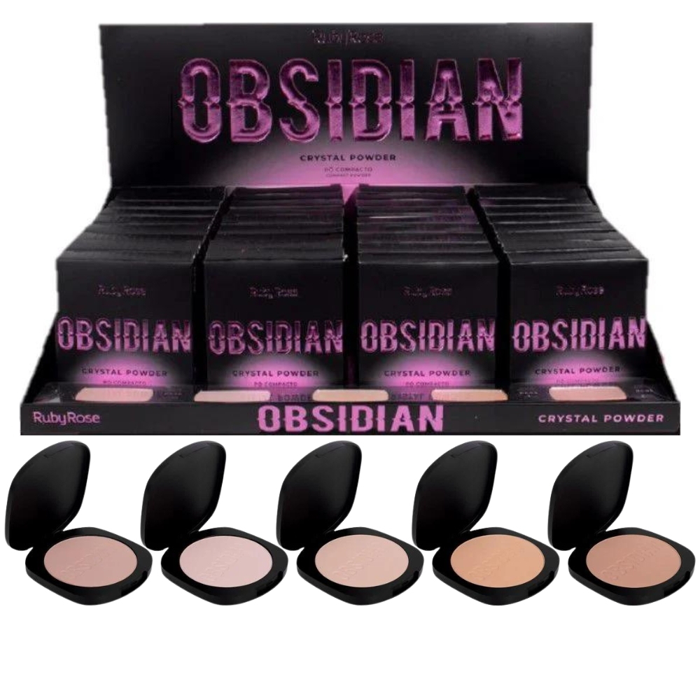 Box Pó Compacto Obsidian C/36 Unidades Ruby Rose - HB1800 G1