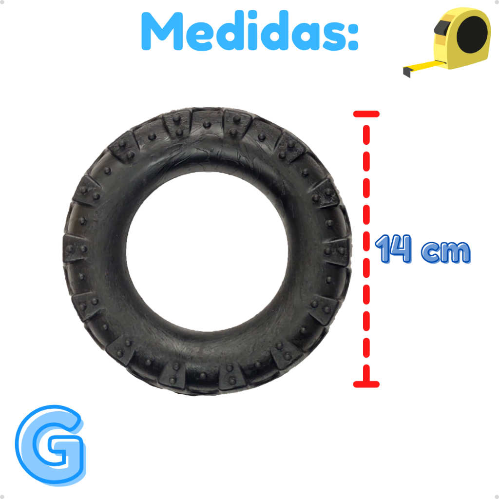 Kit Brinquedo Mordedor para Cachorro Pneu G + Bola Cravo Maciça 75mm + Osso Grande Black com Corda