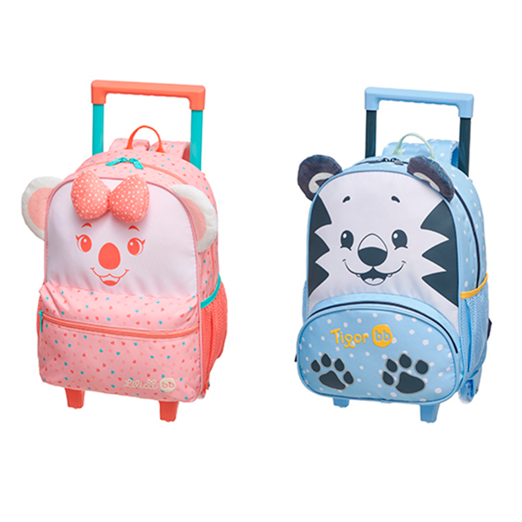 Mochila com Rodinhas e Alças Mochila de Rodinhas Escolar Infantil Tigor e Lilica Original