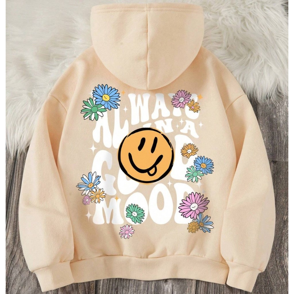 Moletom Canguru Com Capuz De Manga Comprida Desenho Animado Casual Meninas Outono E Inverno