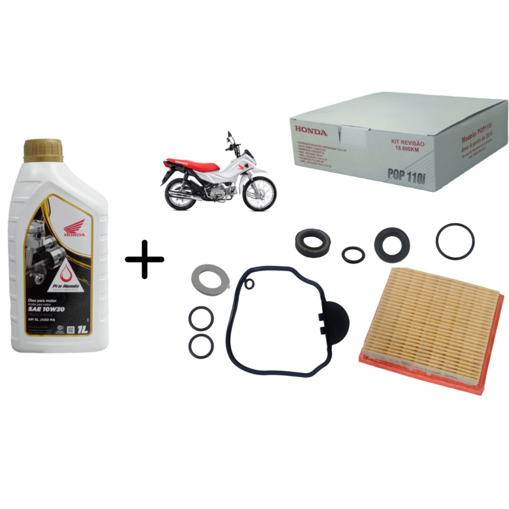 Kit Revisão 18.000 KM POP 110 com Óleo SAE 10W30 Genuíno - Original Honda