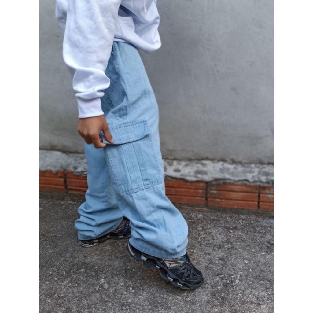 Calça Cargo Masculina Skatista Larga Com Bolso Lateral Envio Imediato