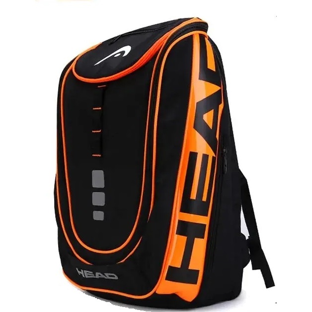 Mochila Raqueteira Tenista Head Radical Rebel Tour Team Profissional Preto e Laranja