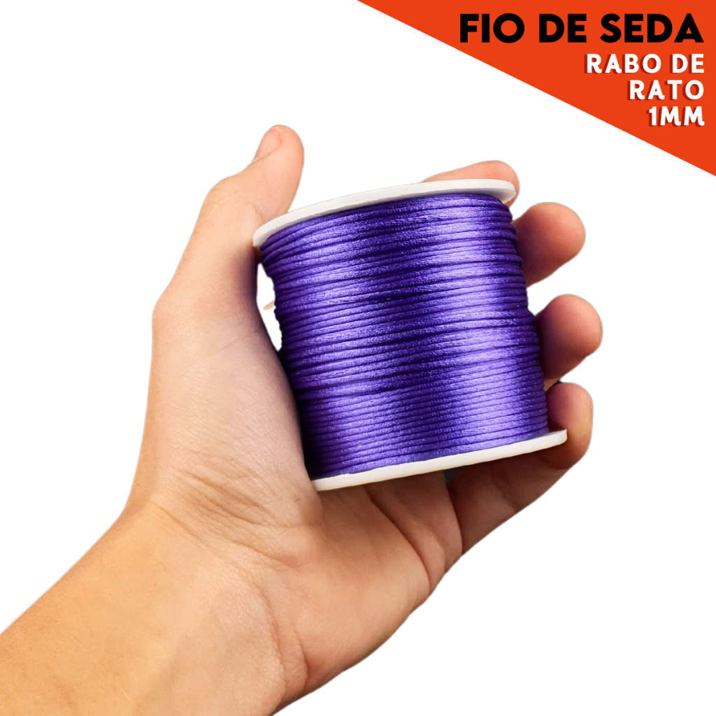 Fio De Seda Roxo - Cordão Rabo De Rato - 1 Mm Rolo Com 100 Metros - Nybc
