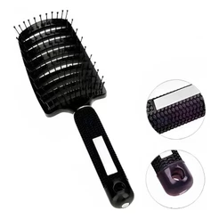 Escova Raquete Vazada Curva Desembaraça P/cabelo Pro Preta