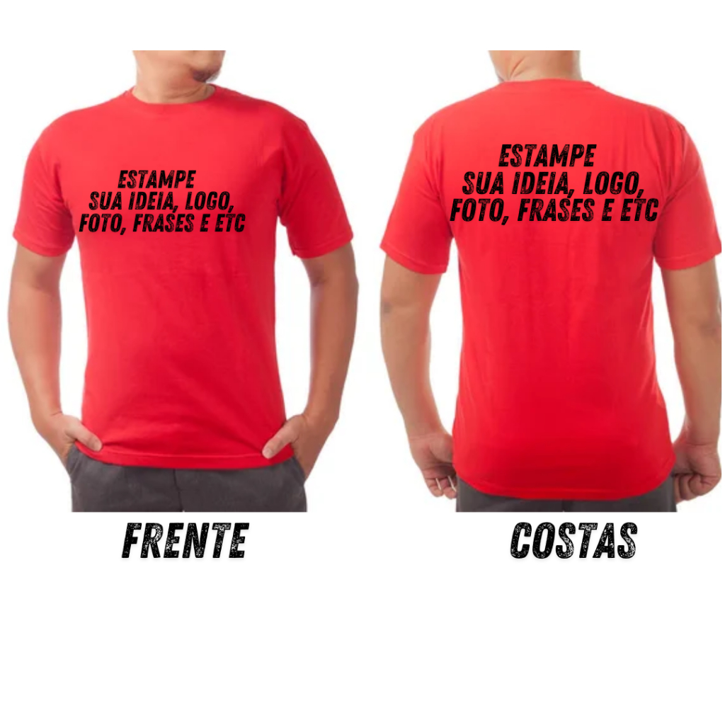 Camisas Personalizada cores com Logo Foto sua Arte Frente e Costas em Oferta na Shopee