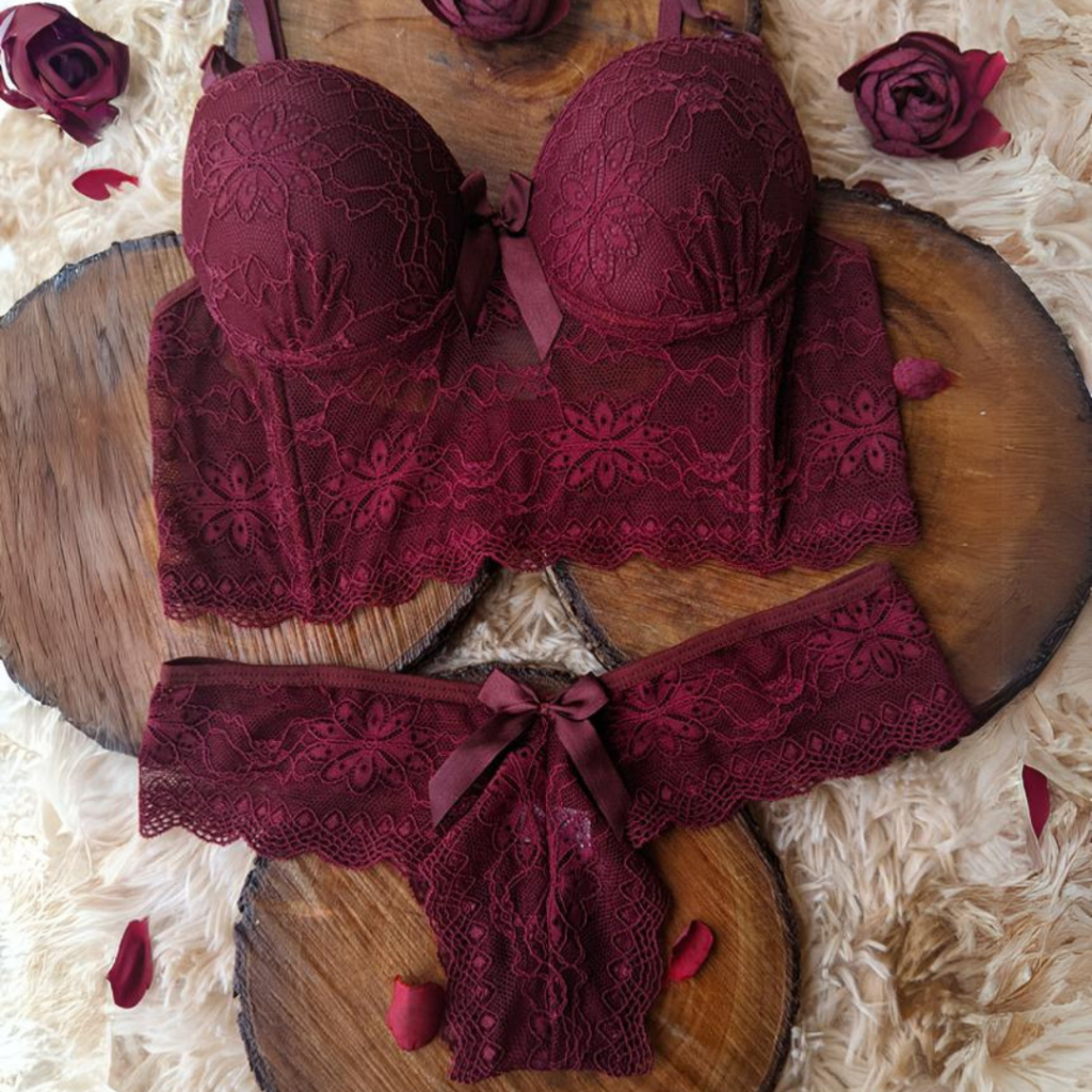Kit 2 Conjuntos lingeries Calcinha Fio Dental e Sutiã Soutien Lingerie de Renda Iris Sutiãs Lingerie