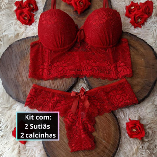 Kit 2 Conjuntos lingeries Calcinha Fio Dental e Sutiã Soutien Lingerie de Renda Iris Sutiãs Lingerie em Oferta na Shopee