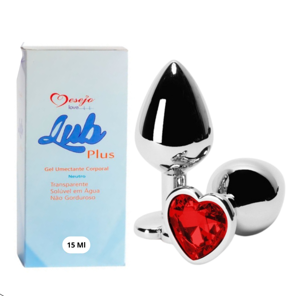 Plug Anal Coração Metálico Lubrificante Neutro Tira o Desconforto em Oferta na Shopee