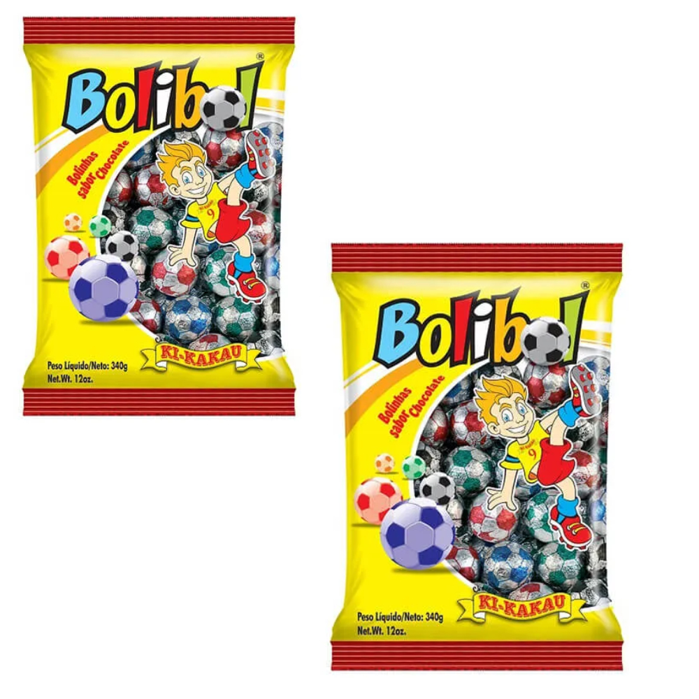 Kit 2 Pacotes Bolibol Ao Leite Chocolate 340g Bolinhas De Futebol