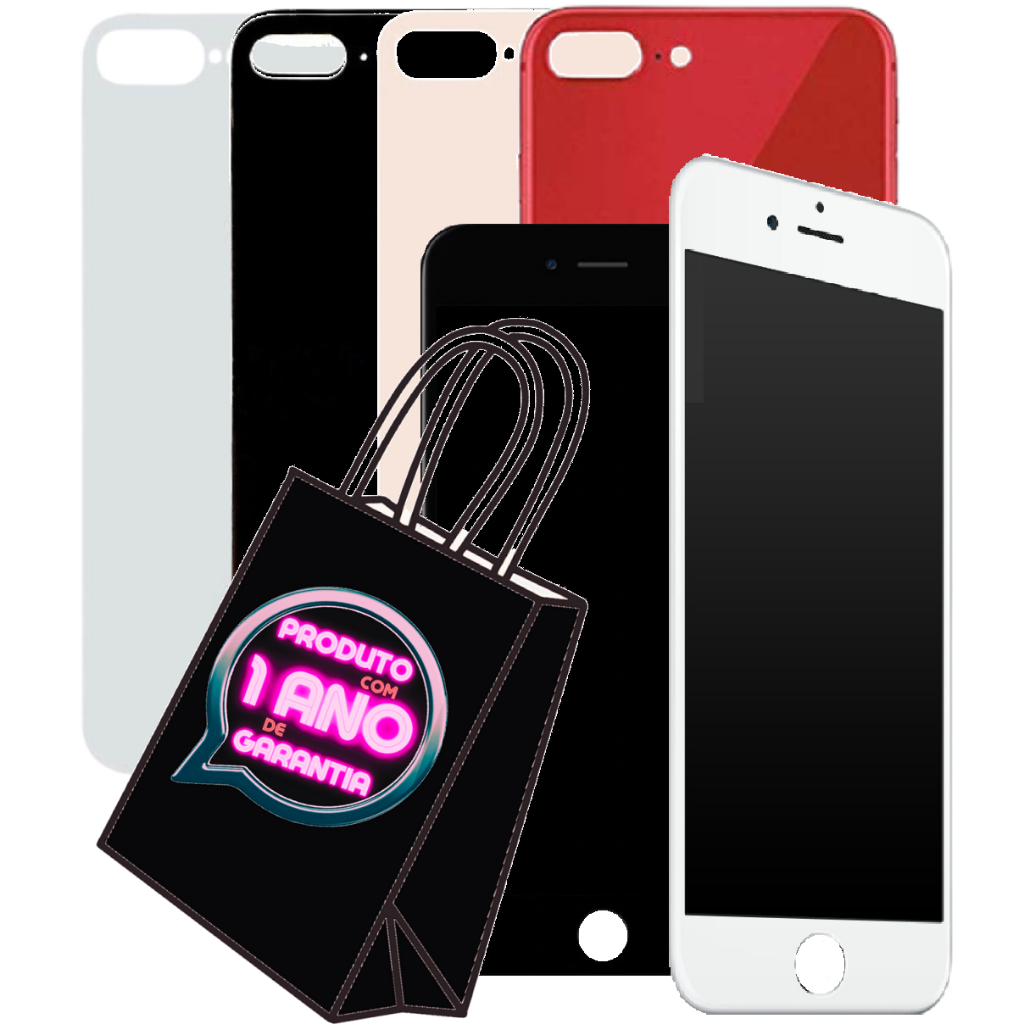 Kit Tela Frontal Completa + Tampa Compatível iPhone 8 Plus A1864 A1897 Touch Display Premium