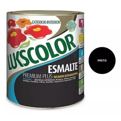 Tinta Esmalte Base Água Preto Fosco 900ml Lukscolor Madeira / Metal / Alvenaria / Azulejo / Ferro