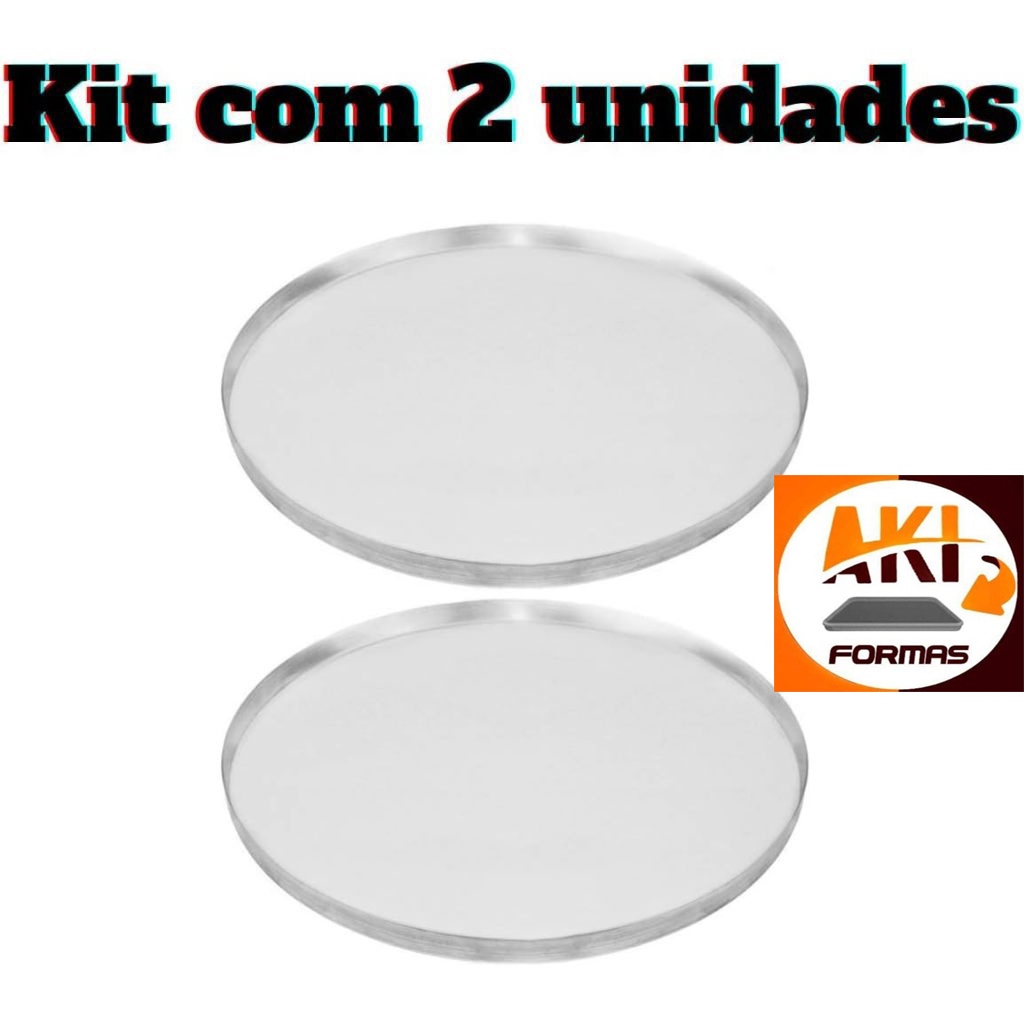 FORMA DE PIZZA  35X1,5 CM DE ALUMINIO KIT COM 2 PEÇAS COM NOTA FISCAL em Oferta na Shopee