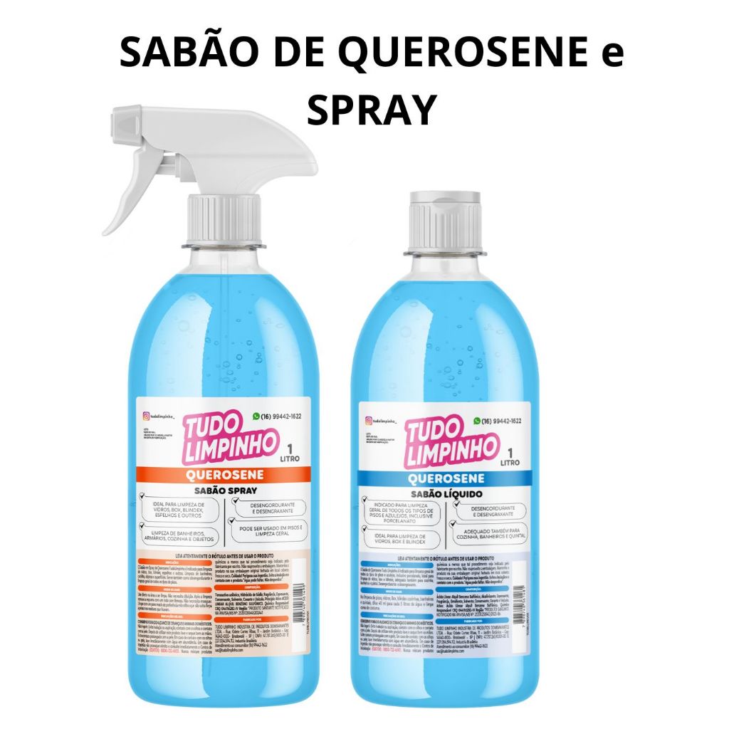 KIT SABÃO + SPRAY DE QUEROSENE 1 LITRO TUDO LIMPINHO