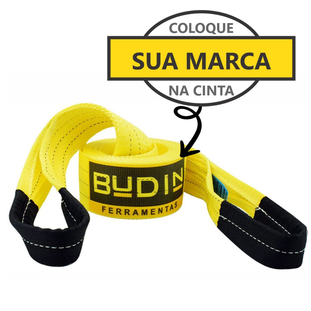 Cinta Fita para Reboque e Arraste Personalizada Budin - 10 Toneladas - 8 Metros P/ Puxar Carros, Veículos Off-road 4x4 Caminhões, Tratores