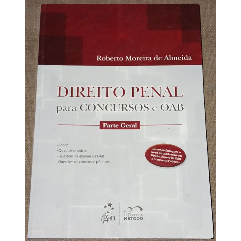 livro direito penal para concursos e OAB Roberto Moreira de Almeida 1944