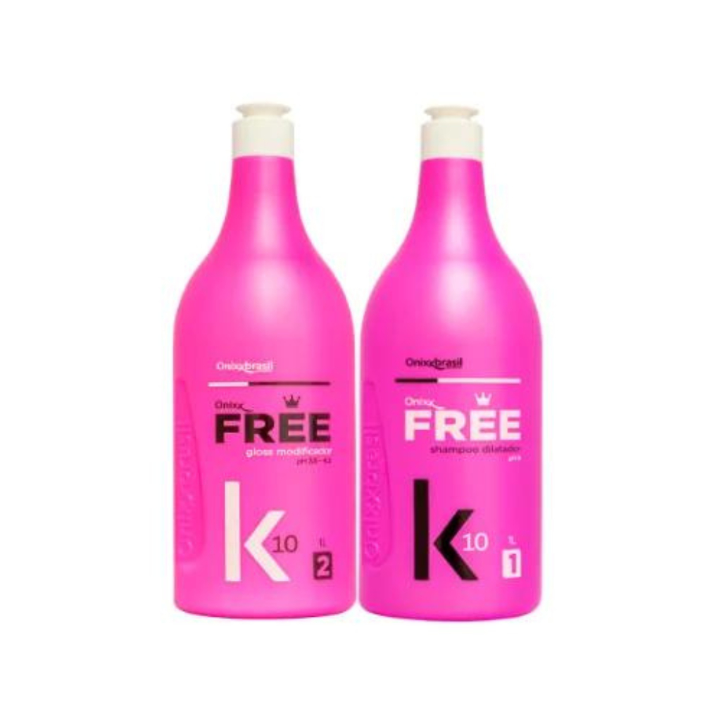 Escova Progressiva OnixxFree K10 Gloss Modificador 0% Formol + Shampoo Dilatador OnixxFree K10 Onixx Free K10 OnixxBrasil (1L)