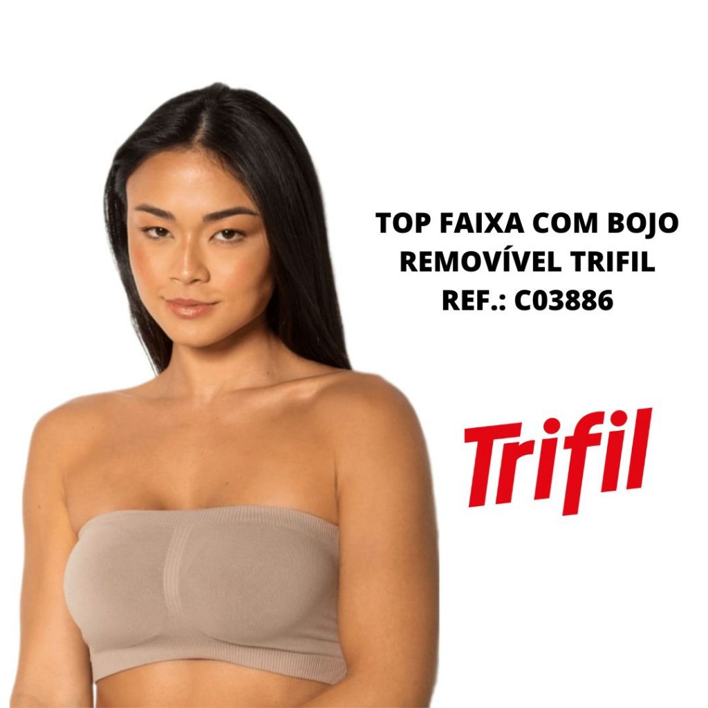 Sutiã top faixa com bojo removível Trifil Ref.: C03886 em Oferta na Shopee